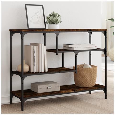 Tavolo Consolle Rovere Fumo 100x30x75 Cm Legno Multistrato - Foto 1