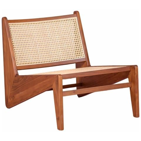 Poltrona Bassa In Legno Di Teak E Rattan Naturale - Compass - Foto 1