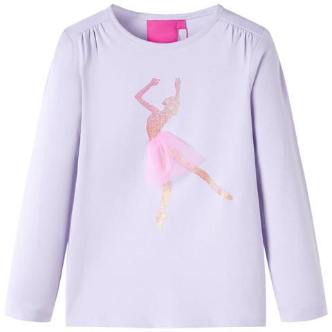 Maglietta Da Bambina Maniche Lunghe Lilla Chiaro 140 - Foto 1