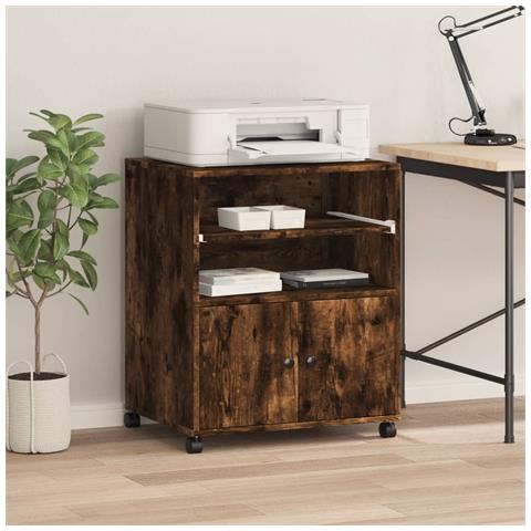 Supporto Per Stampante Con Ruote Rovere Fumo 60x48x74 Cm - Foto 3