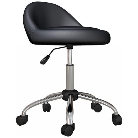 Sgabello Con Ruote, Seduta Girevole, Altezza Regolabile E Rivestimento In Finta Pelle Pu, Nero - Foto 1