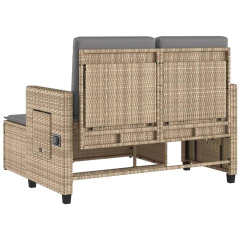 Panca Reclinabile da Giardino con Cuscini Beige in Polyrattan - Foto 2