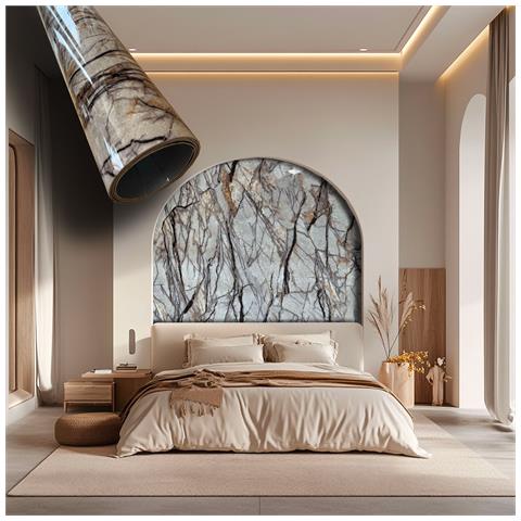 Rotolo Da 3,6mq Rivestimento Autoadesivo In Sxp Thermo/acustico Marmo Lucido Hi-res 1200x3000x2,5mm Hydro. Col. 8110 - Foto 1