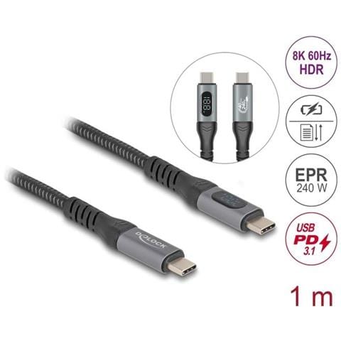 Cavo Dati Usb 40 Gbps E Ricarica Rapida Coassiale Da 1 M 8k 60 Hz Usb Pd 3.1 Gamma Di Potenza Estesa 240 W - Foto 1