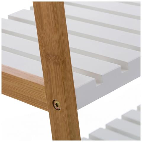 Panca Scarpiera Scaffale Con Struttura In Legno Di Bambù Con 3 Ripiani Mdf Bianco,organizzatore Per Scarpe E Accessori (3 Ripiani) - Foto 4