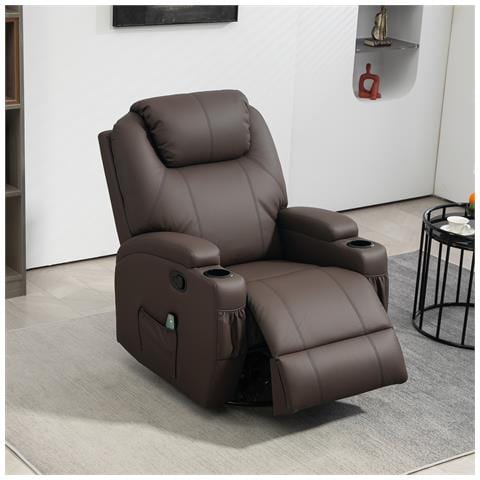 Poltrona Massaggiante Reclinabile con 8 Punti Massaggio e 5 Modalità, 84x92x109cm, Marrone Scuro - Foto 1