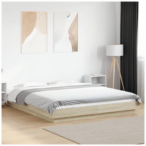 Giroletto Luci Led Rovere Sonoma 160x200 Cm Legno Multistrato - Foto 1