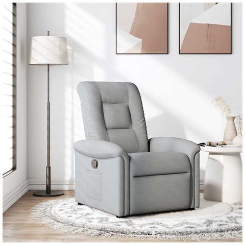Poltrona Reclinabile In Tessuto Grigio Chiaro - Foto 1