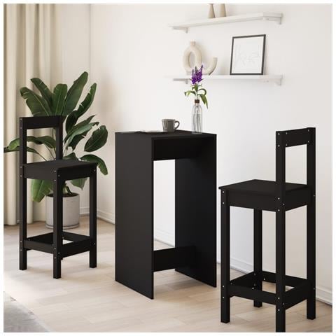 Tavolo Da Bar Nero 51x50x103,5 Cm In Legno Multistrato - Foto 3