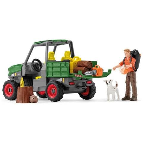 Guardia Forestale Con Veicolo, Baule Con 1 Veicolo Con Trieul, 1 Statuetta Umana Articolata, 1 Statuetta Di Cane, Per Bambini - Foto 2