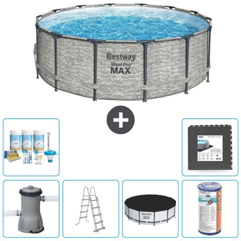 Piscina Fuori Terra - In Giro - 427x122 Cm - Grigio - Include Accessori Coordinati Cb31 - Foto 1