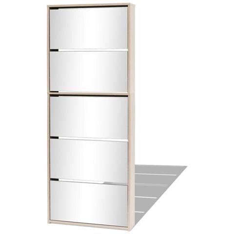Lusso Casadino -  Scarpiera A 5 Strati Con Specchio Rovere 63x17x169,5 Cm - Foto 1