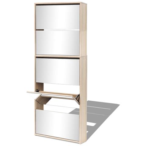 Lusso Casadino -  Scarpiera A 5 Strati Con Specchio Rovere 63x17x169,5 Cm - Foto 2