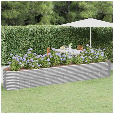 Letto Giardino Acciaio Verniciato A Polvere 440x80x68cm Argento - Foto 6