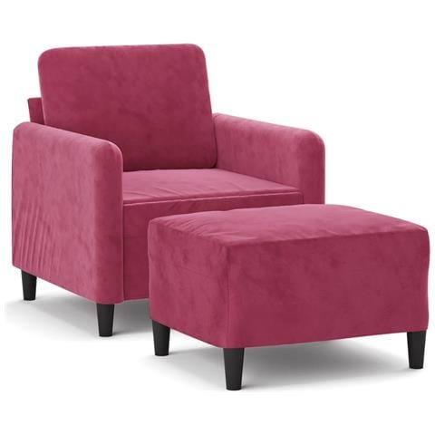 Poltrona con Poggiapiedi Rosso Vino 60 cm in Velluto - Foto 1