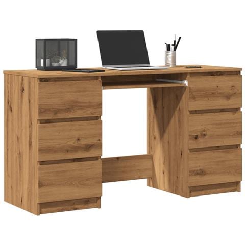 Scrivania Rovere Artigianale 140x50x77 cm in Legno Multistrato - Foto 2