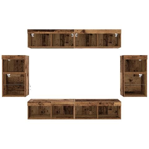 Mensola Galleggiante  2 pz Legno Antico 40x28.5x40 cm Legno Ingegnerizzato, Armadi a Muro  con Luci LED 2 pz Legno Antico 40x30x30 cm, Armadi TV a Muro  con Luci LED 2 pz Legno Antico 80x30x30 cm - Foto 9