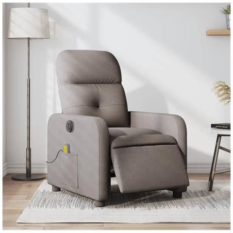 Poltrona Massaggiante Reclinabile Elettrica Tortora in Tessuto - Foto 2