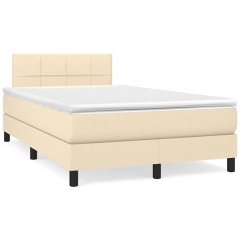 Letto a Molle con Materasso e LED Crema 120x190 cm in Tessuto - Foto 2