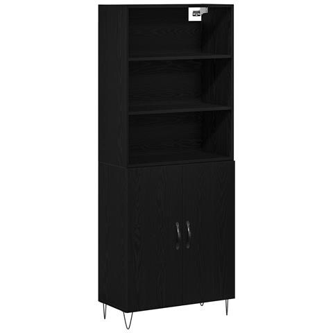Highboard Rovere Nero 69.5x34x180 cm Legno Ingegnerizzato - Foto 1
