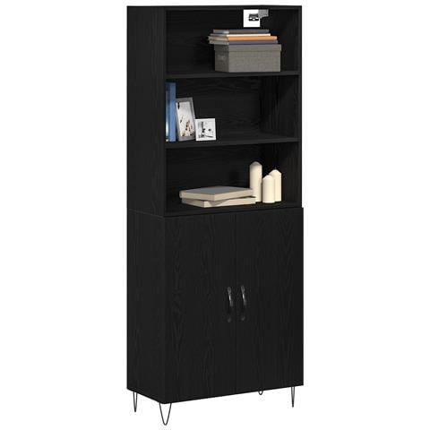 Highboard Rovere Nero 69.5x34x180 cm Legno Ingegnerizzato - Foto 2