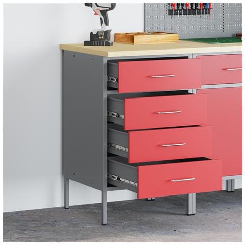 Armadio da Lavoro Rosso 50x55x85 cm Acciaio - Foto 2