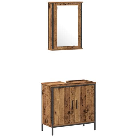 Set di mobili da bagno in 2 pezzi Legno vecchio Legno ingegnerizzato - Foto 1