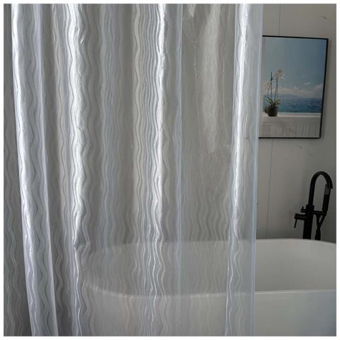 Tenda Da Doccia 3d A Onde D'acqua 02 - 180x180cm, Peva Trasparente, Impermeabile E Antimuffa - Foto 2