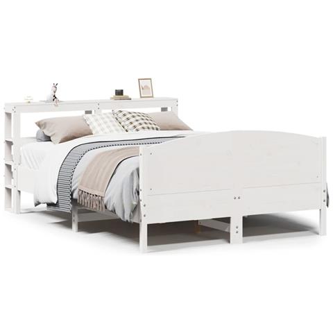 Letto senza Materasso Bianco 120x190 cm Legno Massello di Pino - Foto 1