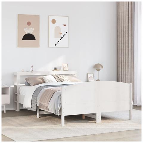 Letto senza Materasso Bianco 120x190 cm Legno Massello di Pino - Foto 2