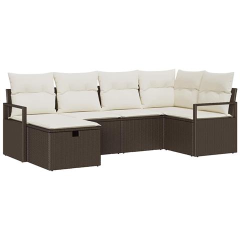 Set Divano da Giardino 6 pcs Marrone e crema 232 x 122 x 85 cm - Foto 1