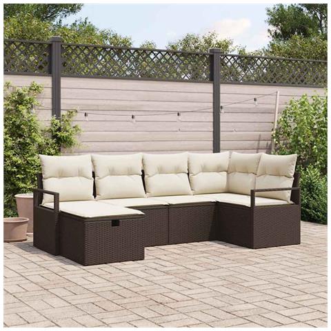 Set Divano da Giardino 6 pcs Marrone e crema 232 x 122 x 85 cm - Foto 2
