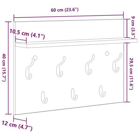 Appendiabiti a muro Grigio cemento 60 x 40 x 12 cm - Foto 9