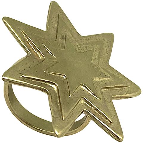 Anello A Stella Con Rilievo In Ottone Placcato Oro (10µm). Design Gloria Mago. - Foto 1