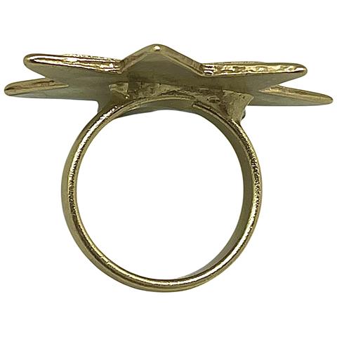 Anello A Stella Con Rilievo In Ottone Placcato Oro (10µm). Design Gloria Mago. - Foto 2