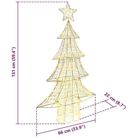 Albero di Natale con 160 LED Bianco caldo 150 cm PET - Foto 8