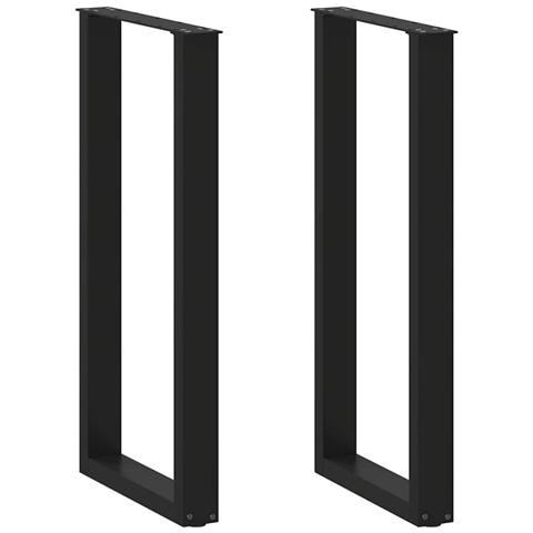 Gambe per tavolo da bar a forma di U 2 pz nere 40x(100-101) cm in acciaio - Foto 1