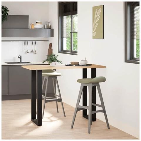 Gambe per tavolo da bar a forma di U 2 pz nere 40x(100-101) cm in acciaio - Foto 2