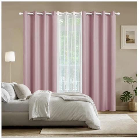 Set Di 3 Tende Oscuranti (132x160cm) - Drappeggi Moderni Ed Eleganti Per Oscurare La Stanza Pink - Foto 2