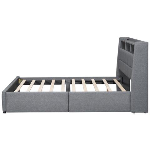 Letto In Lino Con Illuminazione D'atmosfera, Usb E Cassetti Integrati - Foto 3