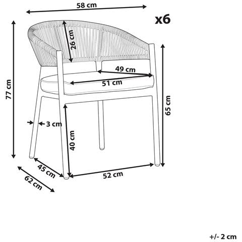 Set Di 6 Sedie Da Giardino Con Cuscini Flavia Metallo Bianco - Foto 8