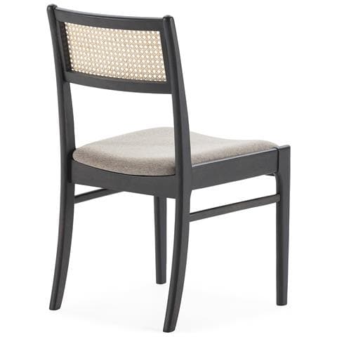 Set Di 2 Sedie Vilma Colore Nero Lavato, Legno Massello E Rattan Naturale - Foto 6