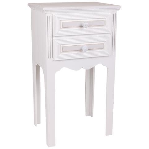 Comodino In Legno Con 2 Cassetti Bianchi 38x28x69. - Foto 1