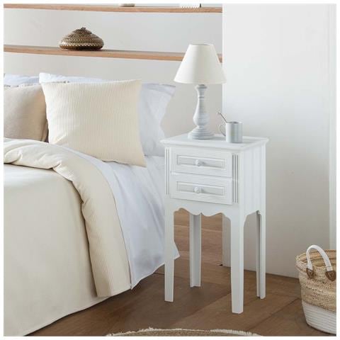 Comodino In Legno Con 2 Cassetti Bianchi 38x28x69. - Foto 2