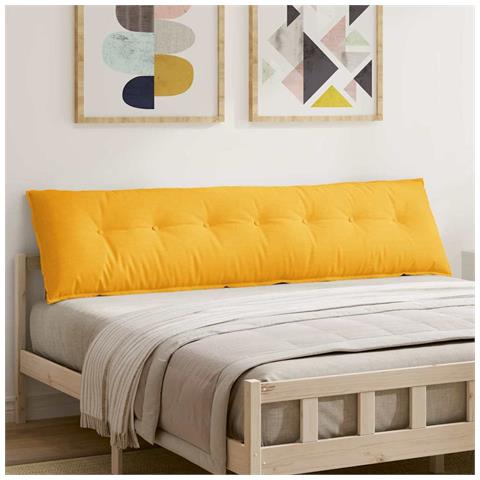 Cuscino per Schiena Giallo Chiaro 200 x 50 cm Tessuto in Cords - Foto 2