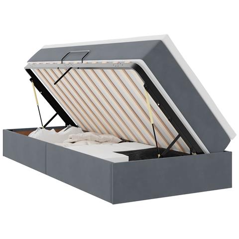 Letto con contenitore e materasso Grigio scuro 90 x 190 cm - Foto 1
