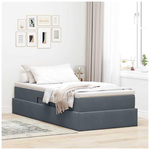 Letto con contenitore e materasso Grigio scuro 90 x 190 cm - Foto 2