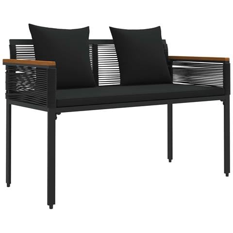 Panchina da esterno Nero 117 x 54 x 74.5 cm polyrattan - Foto 1