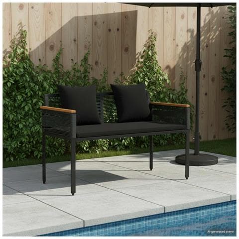 Panchina da esterno Nero 117 x 54 x 74.5 cm polyrattan - Foto 2