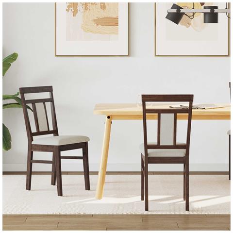 Sedia da pranzo 2 pcs Marrone chiaro e chiaro - Foto 2